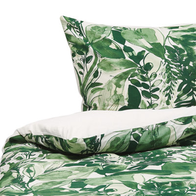 Beliani Duvet Cover Set Greenwood Sateen Cotton 135 X 200 Cm Green from B&Q