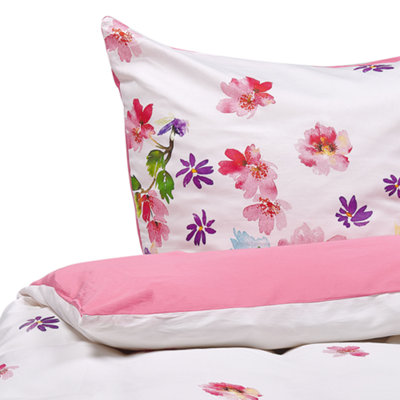 Beliani Duvet Cover Set Larynhill Sateen Cotton 135 X 200 Cm Pink from B&Q