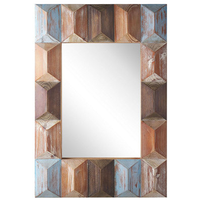 B&Q -  Wall Mirror Hizote 63 Cm 90 Cm Fir Wood Brown