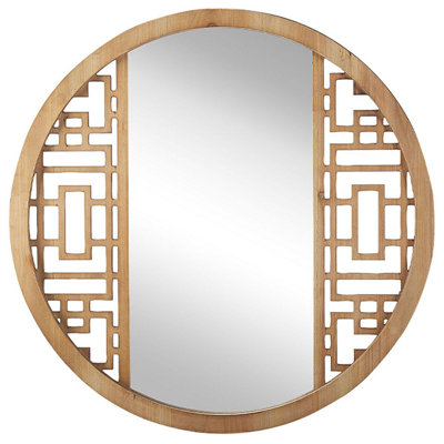 B&Q -  Wall Mirror Firminy 60 Cm 60 Cm Fir Wood Light Brown