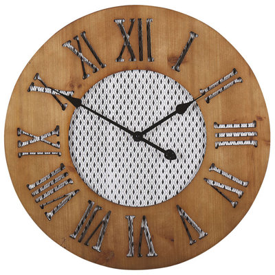 B&Q -  Wall Clock Cuilco 60 Cm Fir Wood Brown