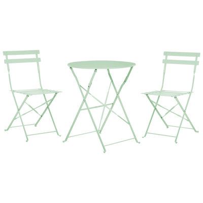B&Q -  Bistro Set Folding Fiori Metal Mint Green