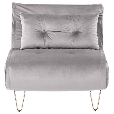 Beliani Single Sofa Bed Vestfold Velvet Grey from B&Q