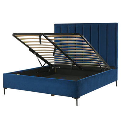 Beliani Ottoman Bed Sezanne Velvet Navy Blue 140 X 200 Cm (Eu Double) from B&Q