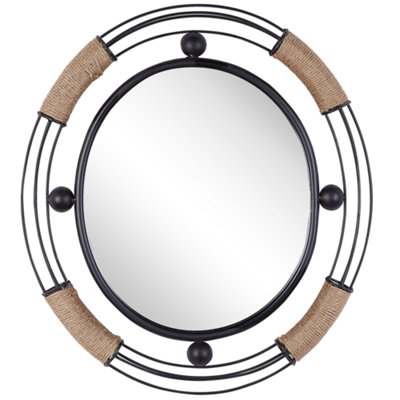 B&Q -  Wall Mirror Moulins 50 Cm 55 Cm Metal Black