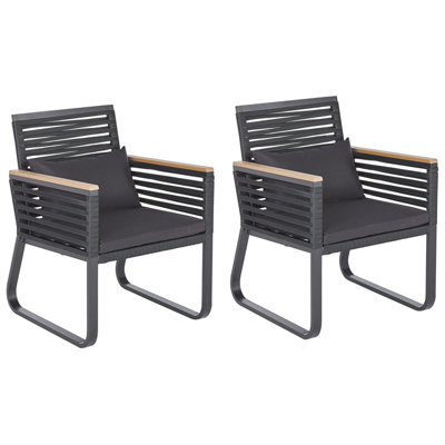 Beliani Set Of 2 Garden Chairs With Cushions Canetto Metal Black