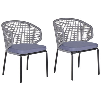Beliani Set Of 2 Garden Chairs With Cushions Palmi Metal Grey from B&Q
