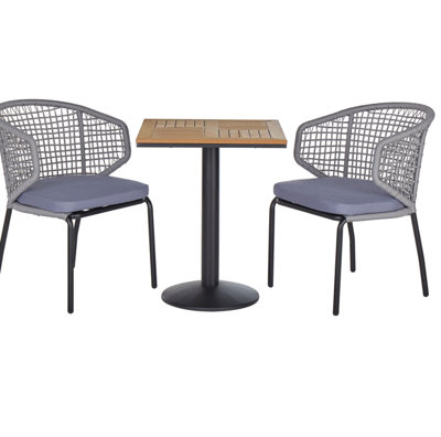 Beliani Bistro Set With Cushions Palmi Metal Grey from B&Q
