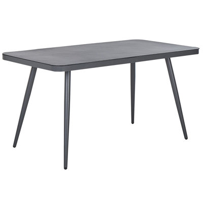 Beliani Garden Dining Table Lipari 140 Cm 80 Cm Glass Grey