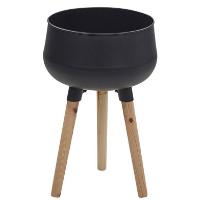 B&Q -  Elevated Plant Pot Agros 30 Cm Black Metal