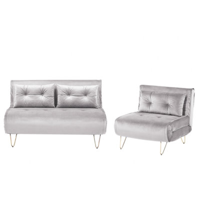 Beliani Grey Living Room Set Seater Vestfold Velvet Size 3