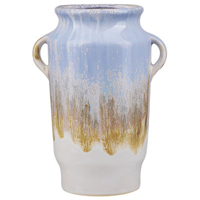 B&Q -  Flower Vase Gerrha Stoneware 25 Cm Light Blue