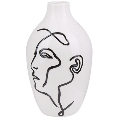 B&Q -  Flower Vase Helike Stoneware 23 Cm White