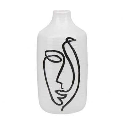 B&Q -  Flower Vase Aenus Stoneware 22 Cm White