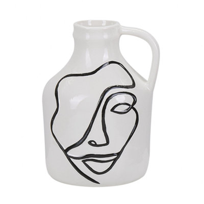 B&Q -  Flower Vase Agrinion Stoneware 19 Cm White