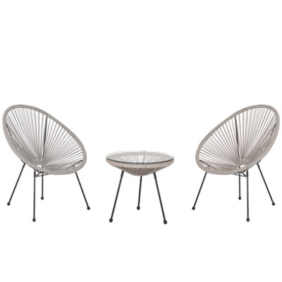 Beliani Bistro Set Acapulco Ii Pe Rattan Light Grey from B&Q