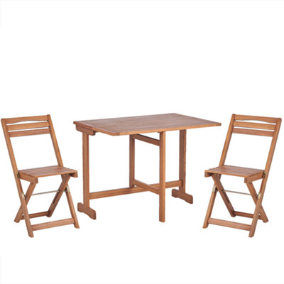 B&Q -  Bistro Set Folding Lenola Acacia Wood Brown