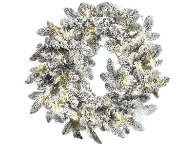 B&Q -  Snowy Christmas Wreath Led Sundo White 70 Cm