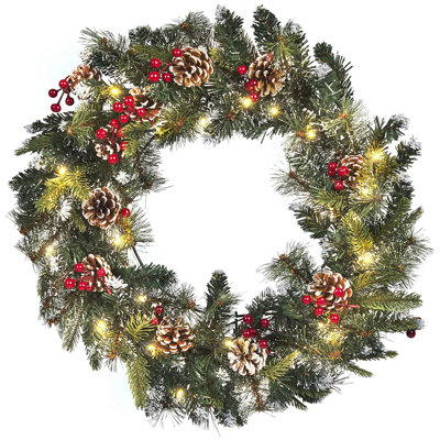 B&Q -  Christmas Wreath Led Paimio Green 60 Cm