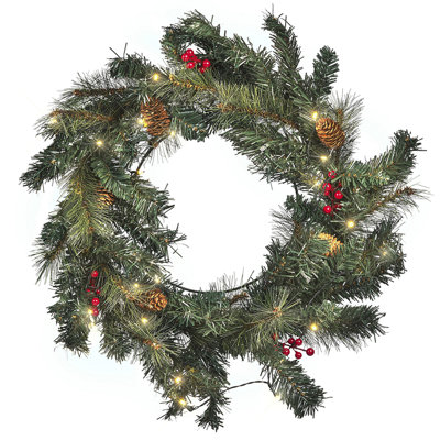 B&Q -  Christmas Wreath Led Tenala Green 60 Cm