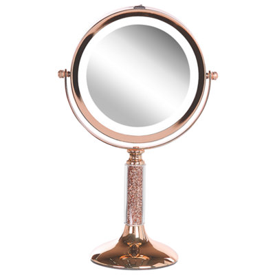 Beliani Makeup Mirror Led Baixas Rose Gold from B&Q
