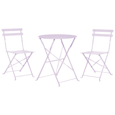 B&Q -  Bistro Set Folding Fiori Metal Violet