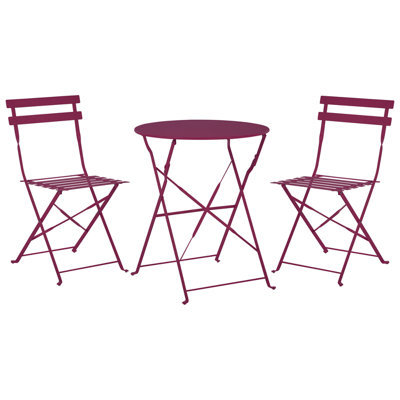Beliani Bistro Set Folding Fiori Metal Burgundy from B&Q