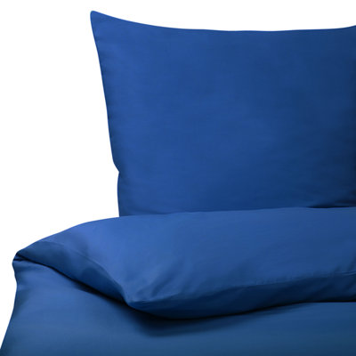 Beliani Duvet Cover Set Harmonridge Sateen Cotton 200 X 220 Cm Dark Blue from B&Q