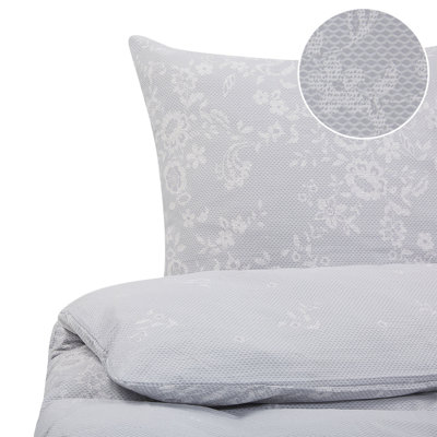 Beliani Duvet Cover Set Morningside Sateen Cotton 155 X 220 Cm Grey from B&Q