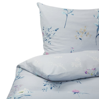 Beliani Duvet Cover Set Evergreen Sateen Cotton 135 X 200 Cm Light Blue from B&Q