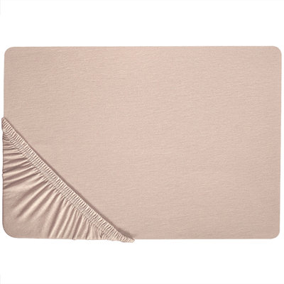 Beliani Fitted Sheet Hofuf Cotton 160 X 200 Cm Beige from B&Q