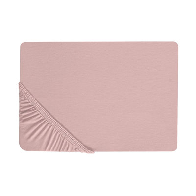 Beliani Fitted Sheet Hofuf Cotton 90 X 200 Cm Pink from B&Q