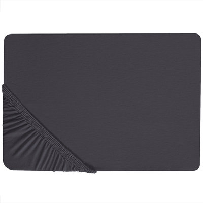 Beliani Fitted Sheet Hofuf Cotton 140 X 200 Cm Black from B&Q