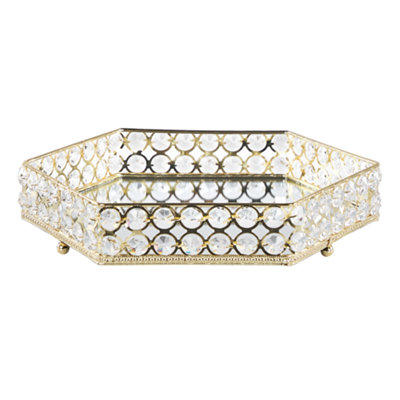 B&Q -  Decorative Tray Vatan Glass Gold