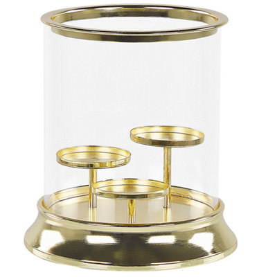Beliani Candle Holder Cilegon Glass 24 Cm Gold