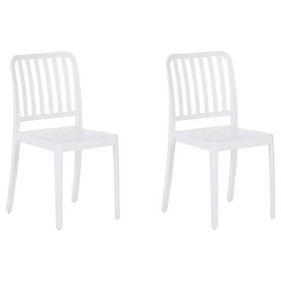 Beliani Set Of 2 Garden Chairs Sersale Synthetic Material White