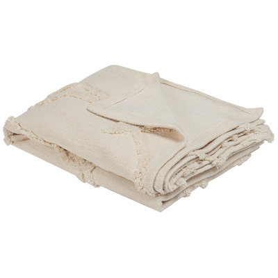 Beliani Blanket Acacia Cotton 130 X 160 Cm Beige from B&Q