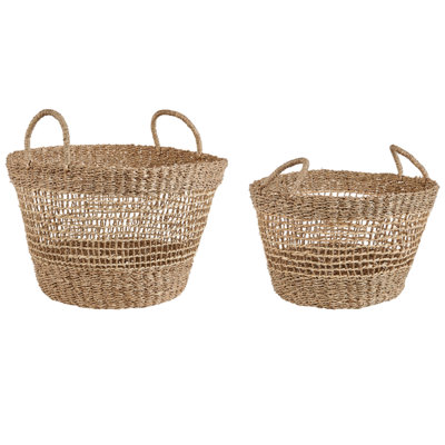 Beliani Set Of 2 Baskets Arowana Seagrass Natural from B&Q