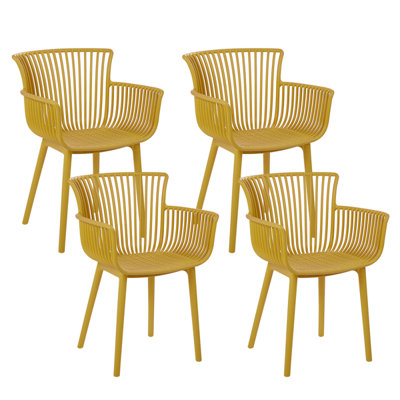Beliani Set Of 4 Garden Chairs Pesaro Yellow