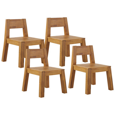 Beliani Set Of 4 Garden Chairs Livorno Acacia Wood Brown