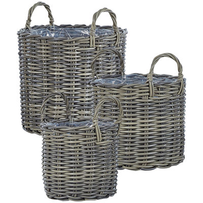 Beliani Set Of 3 Wicker Planters Nikiti 29/35/40 Cm Taupe Pe Rattan from B&Q
