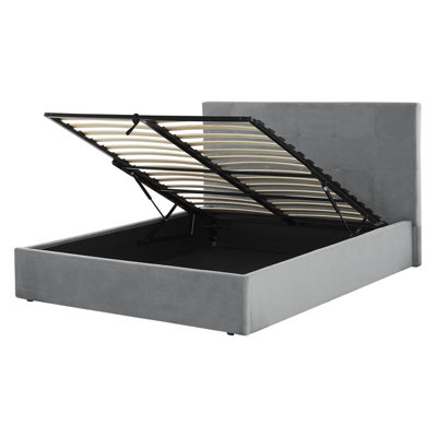 Beliani Ottoman Bed Lorient Velvet Light Grey 140 X 200 Cm (Eu Double) from B&Q