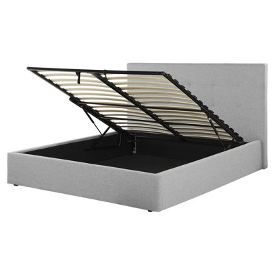 Beliani Ottoman Bed Lorient Fabric Grey 160 X 200 Cm (Eu King Size) from B&Q