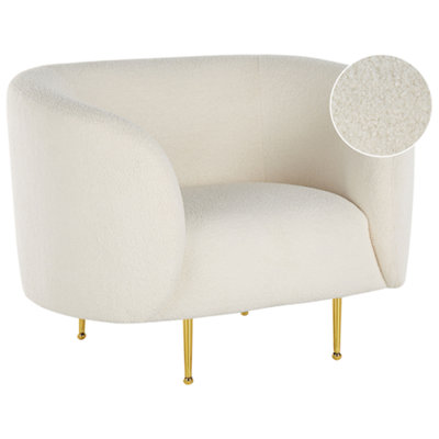 Beliani Minimalist Armchair Loen Boucle White from B&Q