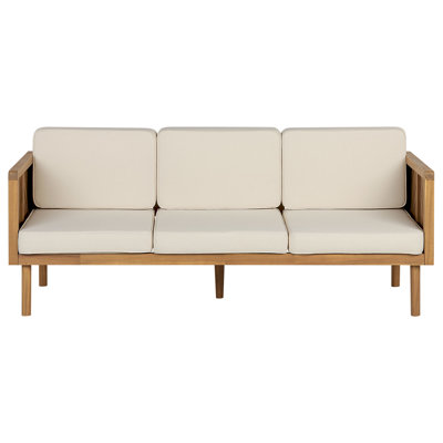 Beliani Garden Sofa 3 Seater Baratti Acacia Wood Brown