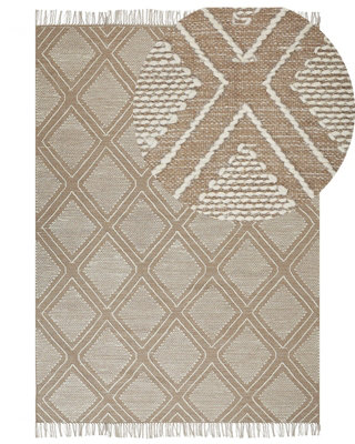 B&Q -  Rug Kacem Beige 140 X 200 Cm Cotton