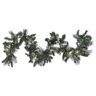 B&Q -  Pre-Lit Frosted Christmas Garland 180 Cm Green Wapta