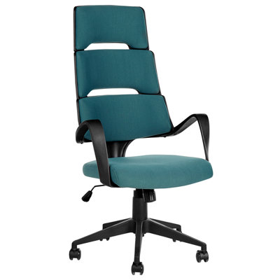 Beliani Swivel Office Chair Teal Grandiose Blue