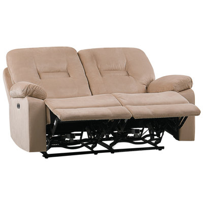 Beliani Electric Recliner Sofa 2 Seater Bergen Velvet Light Beige With Usb Port