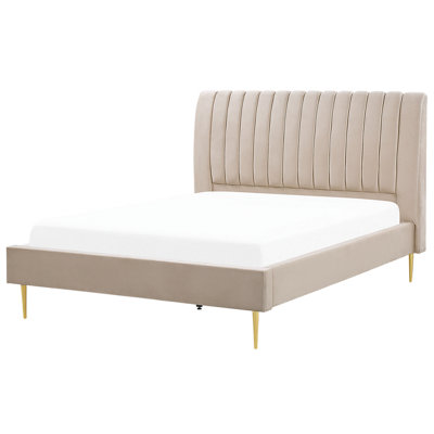 Beliani Bed Velvet Marville 160 X 200 Cm (Eu King Size) Sand Beige from B&Q